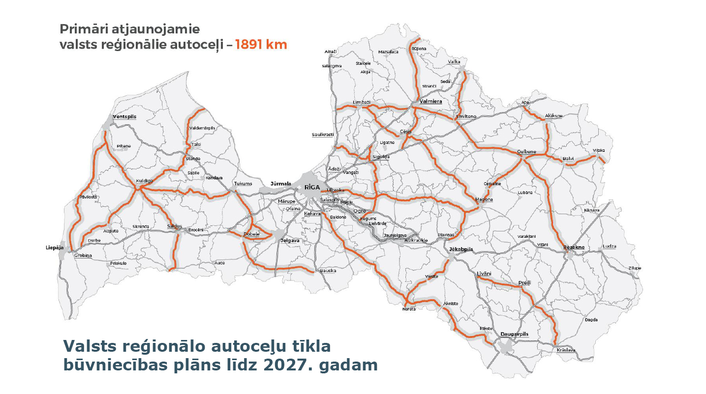 Apstiprina Reģionālo autoceļu būvniecības plānu  līdz 2027. gadam