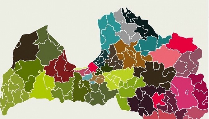 Latvijas jaunā karte ar 35 novadiem