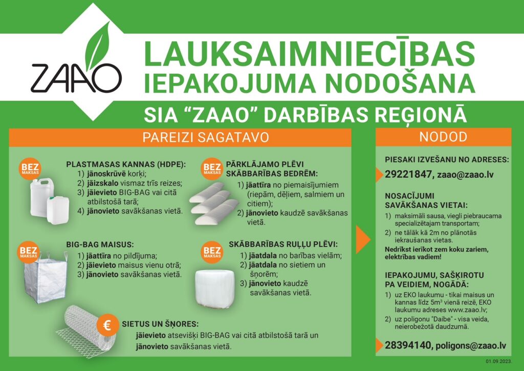 Lauksaimnieki plēves un plastmasas kannas vairs mežā nemet