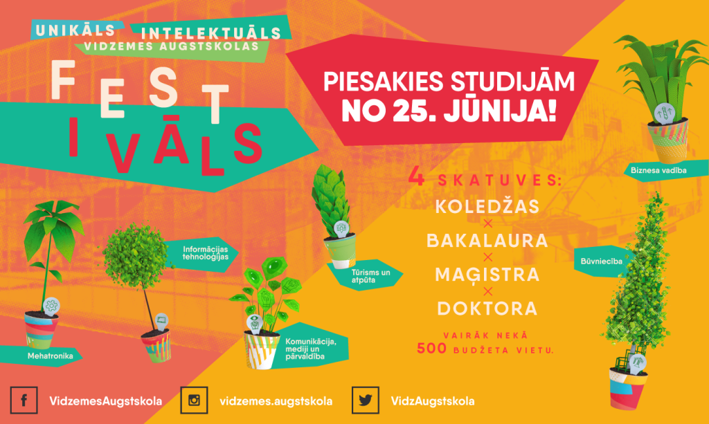 Piedāvā sešus studiju virzienus