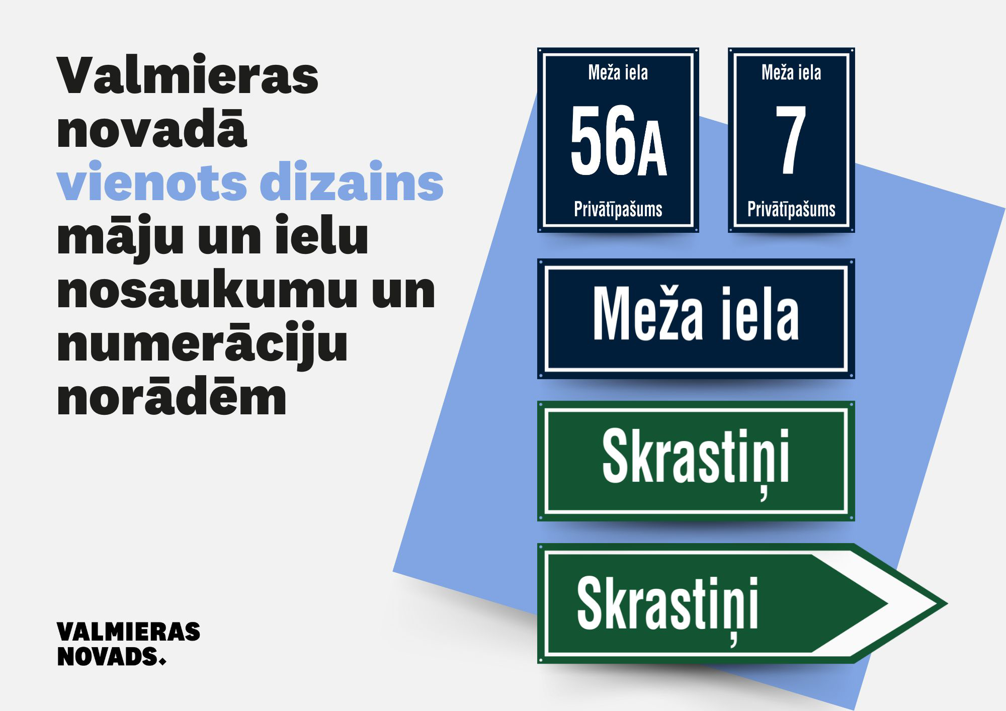 Valmieras novadā pakāpeniski pāries uz māju un ielu nosaukumu norāžu vienotu dizainu