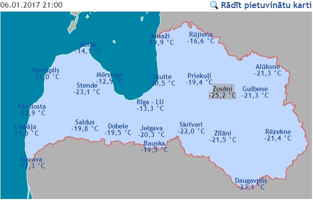Latvijai savs aukstuma pols